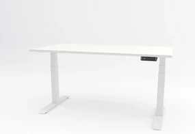 Birou reglabil pe inaltime TerrA8 PRO WHITE - 2 motoare, profil patrat, ALB (Dimensiune blat: 137x67 cm, Culoare blat: Negru 25mm)