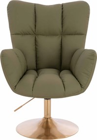 HR650N Scaun Khaki Piele Ecologica Premium Soft cu Bază Aurie