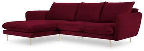 Coltar tapitat Vienna 5 locuri velvet/picioare gold – L255 x l170 x h95