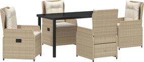 vidaXL Set de masă pentru grădină 5 pcs Beige și gri deschis poliratan