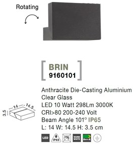 Aplica LED ambientala orientabila pentru iluminat exterior IP65 Brin