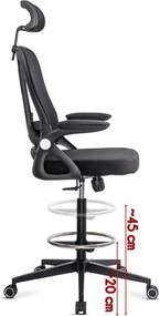 Scaun operativ ergonomic negru din mesh cu suport picioare reglabil și tetieră ajustabilă OFF 650