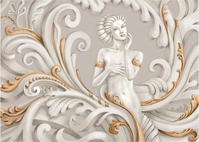 Tablou pe sticlă - Imagine a zeiței într-un fundal ornamental (70x50 cm)
