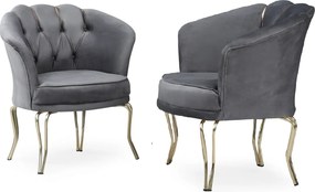 Fotoliu Viena, scaun, negru-auriu, picioare metal auriu, Homs