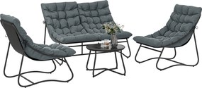 Outsunny Set mobilier grădină 4 piese cu perne groase 8 cm - Mobilier exterior din oțel și textilenă respirantă, gri | Aosom Romania