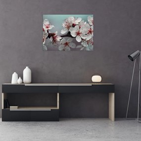 Tablou pe sticlă cu floare - roșie (70x50 cm)