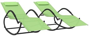Sezlonguri balansoar de plaja, 2 buc., verde, otel  textilena 2, Verde