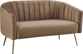 Canapea de design cu 2 locuri, ţesătură Velvet maro/gold crom-auriu, BAGY