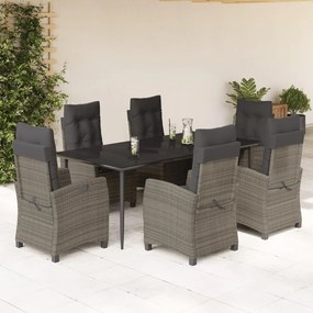 3212789 vidaXL Set mobilier de grădină cu perne, 7 piese, gri, poliratan