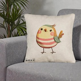 Perna Decorativa Pui Kawaii Pastel Dungat, 40x40 cm, Bej Canapea, Husa Detasabila, Perna Inclusa, BEKZ®