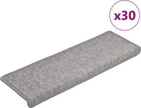 vidaXL Covorașe pentru scări, 30 buc., 65x21x4 cm, gri deschis, cu margini dreptunghiulare