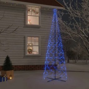 vidaXL Brad de crăciun conic, 1400 led-uri, albastru, 160x500 cm