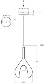 Lustră pe cablu LILA 1xE27/40W/230V auriu Fabas Luce 3481-40-125