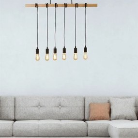 Lustra din lemn cu 6 pendule design rustic Woody