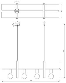 Lustră pe cablu SHELF 4xE27/60W/230V