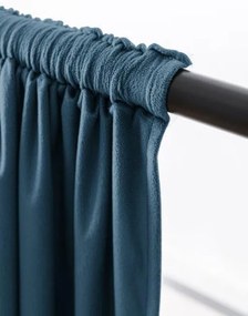 Draperie opaca Culoare albastru kerosen VELVET 135x250 cm Agățat: Inele metalice