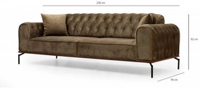 Canapea Extensibilă cu 3 Locuri Siesta With Capitone 3 Seater, Maro