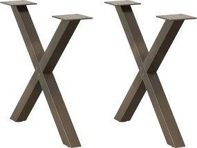 vidaXL Picioare pentru masă de cafea în formă de X, 2 buc., oțel natural, 60 x (42-43) cm