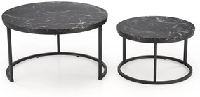 Set 2 mese de cafea Java marmura neagra/negru