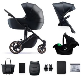 KINDERKRAFT SELECT PRIME 2 Premium - Cărucior 3în1 combinat, negru Venezian