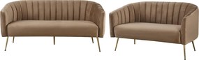 Canapea de design cu 3 locuri, ţesătură Velvet maro/gold crom-auriu, BAGY
