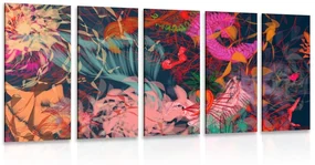 Tablou 5-piese flori în design abstract