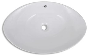 Chiuveta ovala cu preaplin, 59 x 38,5 cm, ceramica de lux Alb