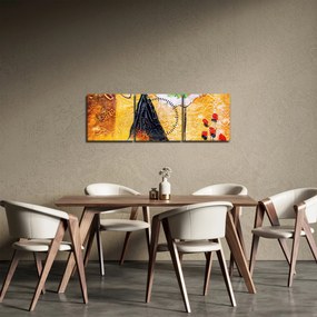 Tablou - Balerine dansînd, pictură în ulei (cu ceas) (90x30 cm)