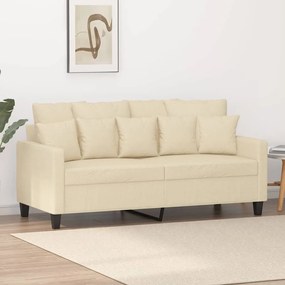 vidaXL Canapea cu 2 locuri, crem, 140 cm, material textil