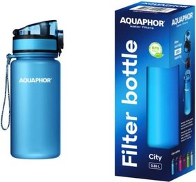 Sticla cu filtru pentru apa Aquaphor City 160026, 350 ml, Tritan, Carbune activ, Aqualen, Capac cu inchidere, Albastru