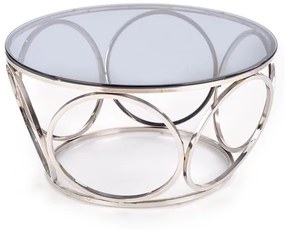 Masa de cafea Venus sticla fumurie/argintiu ø80/44 cm