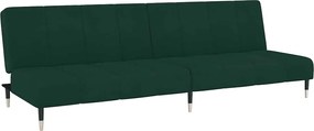vidaXL Canapea extensibilă cu 2 locuri, verde închis, catifea