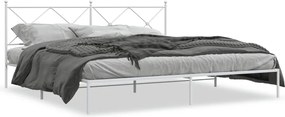 vidaXL Cadru de pat metalic cu tăblie, alb, 193x203 cm