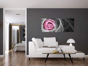 Tablou - Trandafir abstract, fucsia (120x50 cm)