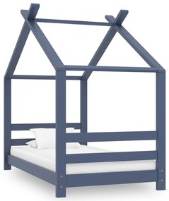 vidaXL Cadru de pat pentru copii, gri, 70 x 140 cm, lemn masiv de pin