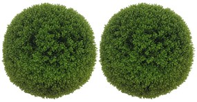 HOMCOM Set de 2 bule de bux artificial de 40 cm decorațiuni pentru interior sau exterior verde închis | Aosom Romania