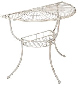 Consola alba, din metal, aspect vintage, Virelle