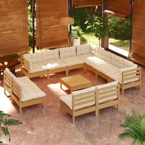 3096872 vidaXL Set mobilier grădină cu perne 12 piese maro miere lemn de pin