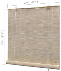 Jaluzele din bambus natural tip rulou, 4 buc., 120 x 160 cm 120 x 160 cm (4 pcs)
