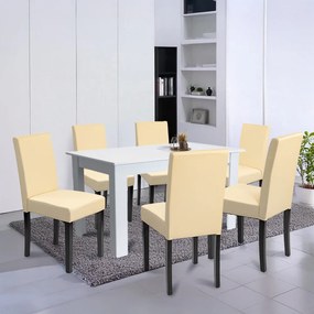 Set de masă Leon 6+1 alb-bej