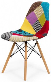 Scaun living multicolor din stofa cu design patchwork BUC 232C