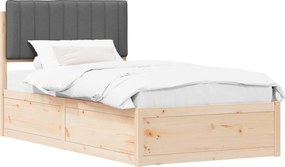 vidaXL Cadru de pat cu tăblie tapițată Gri închis 100 x 200 cm