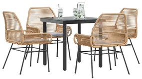 vidaXL Set mobilier de grădină cu perne 5 piese maro sticlă polirattan