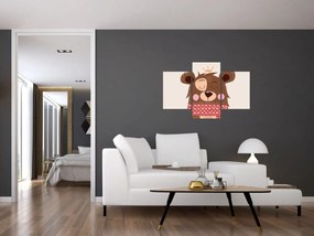 Tablou - Teddy ursuleț cu eșarfă roșie (90x60 cm)
