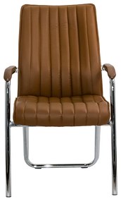 Scaun așteptare maro HRC 614 din piele ecologică cu aspect elegant