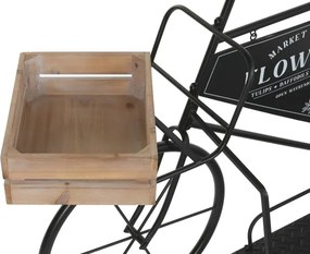 Stand decorativ cu 1 raft si un cosulet ,din metal și lemn, aspect natur, "Vintage Bicycle"