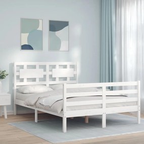 3194412 vidaXL Cadru de pat cu tăblie dublu mic, lemn masiv