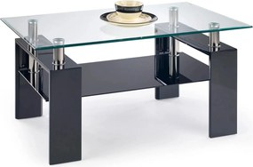 Masuta cafea DIANA H, transparent/negru, 110x60x55 cm
