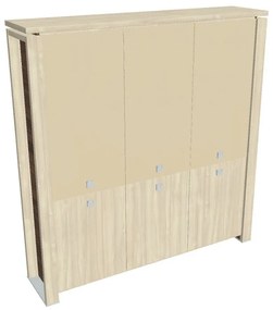 Dulap înalt Verno+ 200 x 46 x 210 cm, uși combinate, salcâm / vanilie