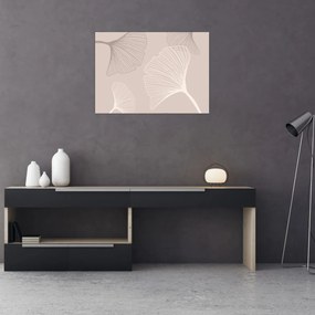 Tablou pe sticlă - Frunze bej N⁰6 (70x50 cm)